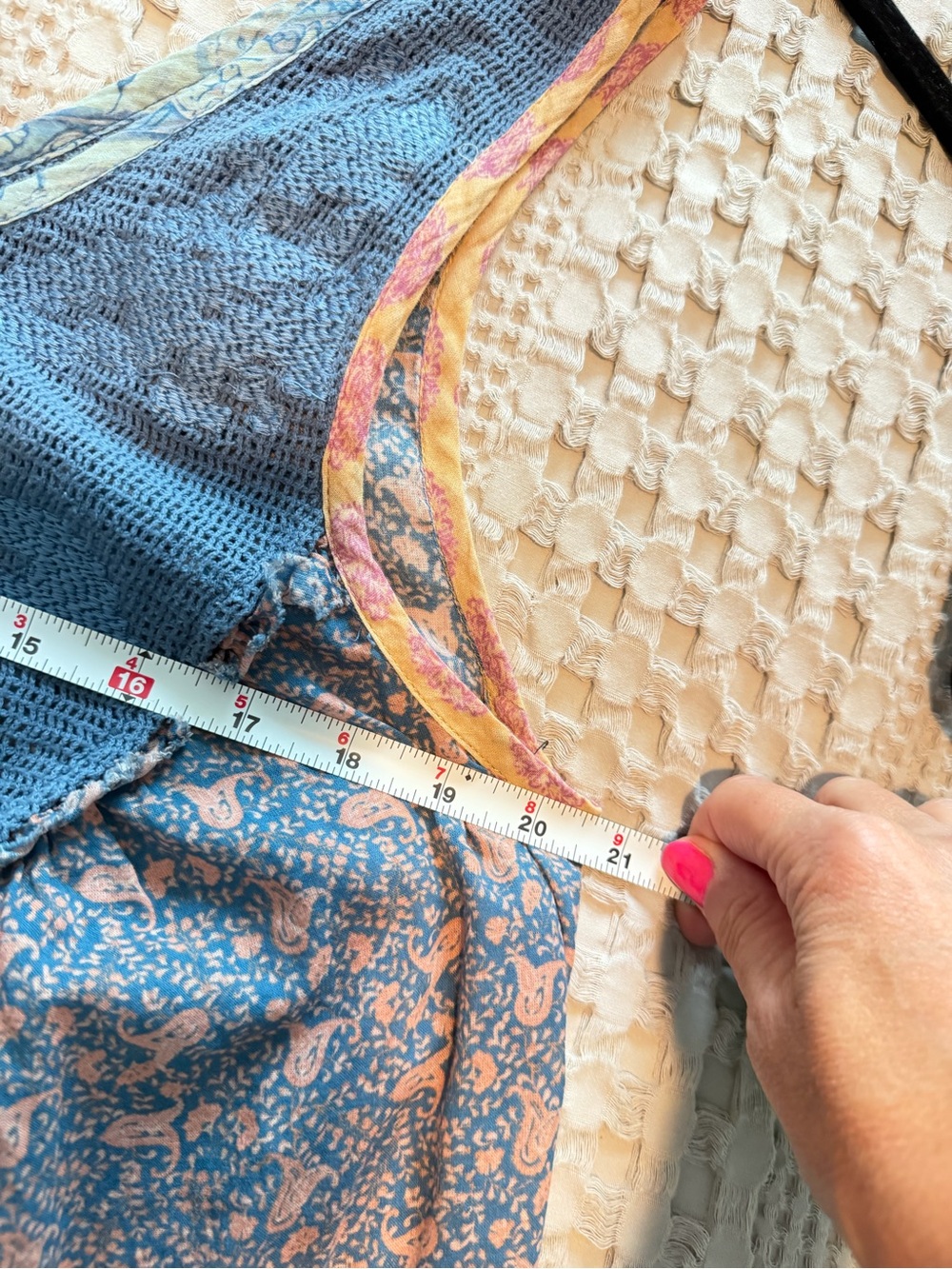 Bohemian Patchwork Maxi Dress in Blue & Peach Free people lost palms small - Picture 11 of 11